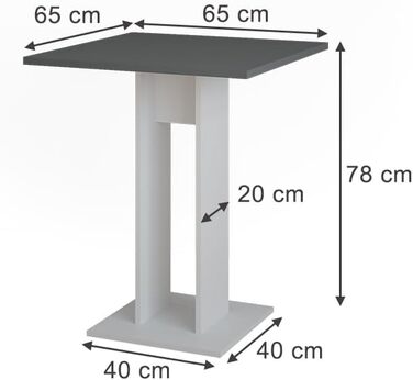 Стіл журнальний Vicco Repose, 65x65 см, білий/антрацитовий