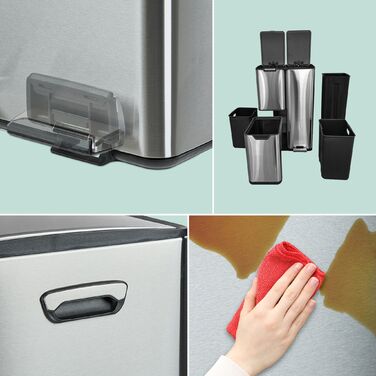 Відро для сміття Relaxdays з 3 відділеннями, 60 літрів