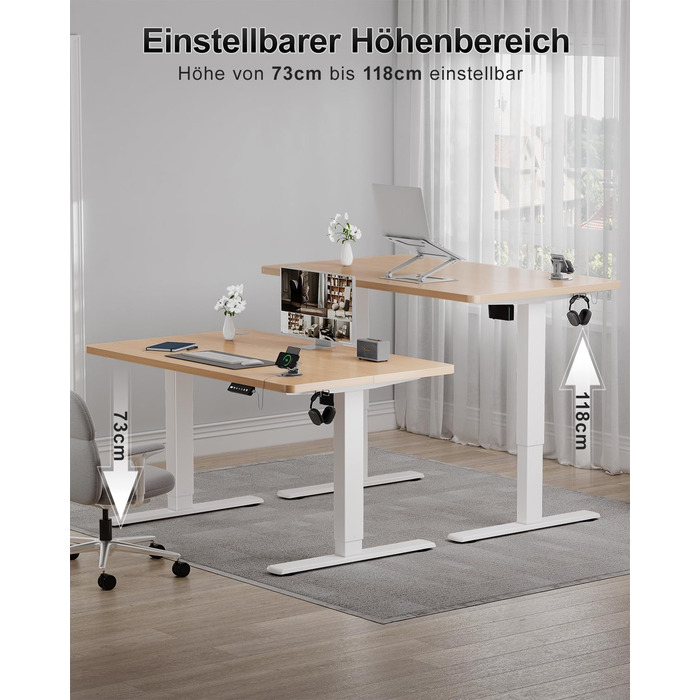 Дитячий електричний стіл Airfish 80x60/140x60 см з регулюванням висоти та функцією пам'яті | Стіл для дому/офісу