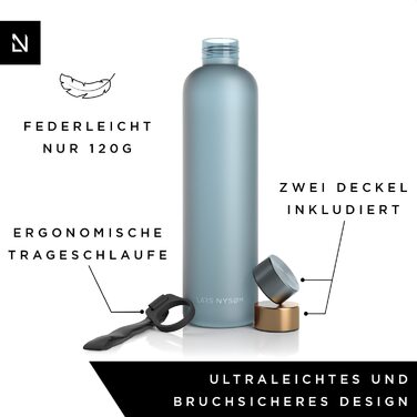 Пляшка для пиття LARS NYSØM об'ємом 1 л / пляшка для води об'ємом 1000 мл, що не містить бісфенолу А надлегка спортивна пляшка Tritan, герметична, газована