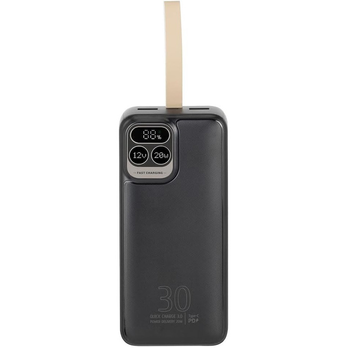 Вт, LCD, 1 вхід, 3 виходи, USB-C, сумісний з iPhone/Samsung/Huawei, 2585 30000mAh, QC/PD 20