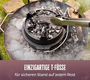 Набір голландської печі Grillfürst Dutch Oven BBQ Edition DO 9: чавунний котелок 8,5 л з підставкою, підняття кришки та сумка для зберігання