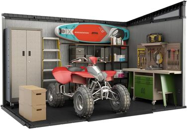 Садовий будинок Keter Artisan Gerätehaus 214x218x226 см, 8.3 м³ – вуличний, з підлогою, двостулковими дверями та вікнами, сірий