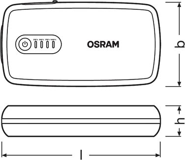 Osram BATTERYstart 400: Літієвий пусковий пристрій 2000A 12V з Powerbank, для бензинових та дизельних двигунів до 8L/4L, 16800mAh