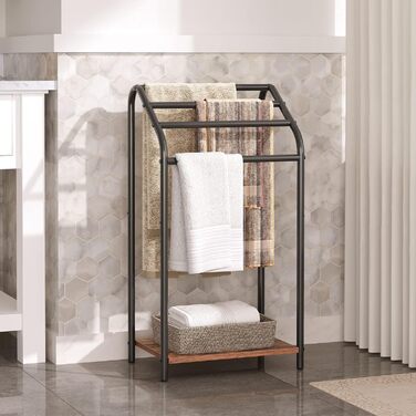 Підставка для рушників HOOBRO, стояча, велика, з 4 перекладинами, 41,5 x 28,5 x 79,5 см, вішалка для одягу, рушників, ковдр, економна, стабільна, в індустріальному стилі