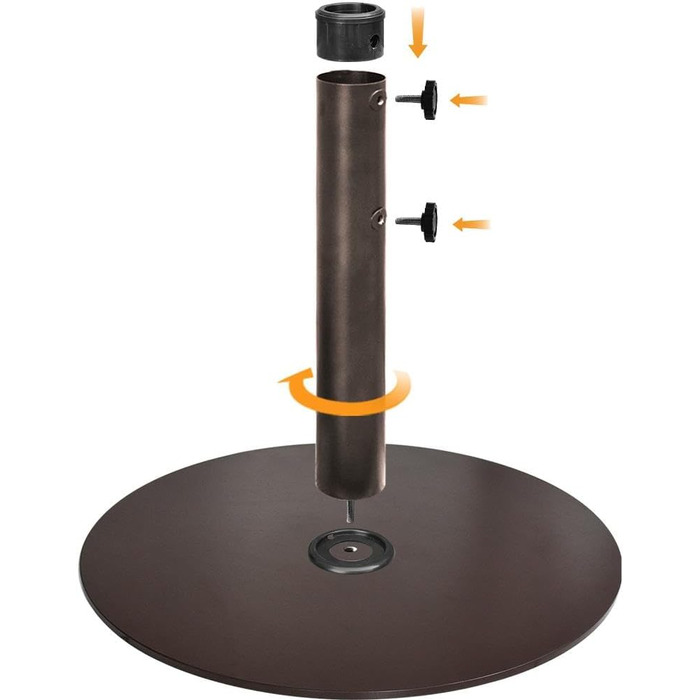 Підставка для парасольки EliteShade кругла зі сталі, до 63,5 кг, для ринку, тераси, на відкритому повітрі, міцна, з мішком для піску (пісок не входить до комплекту), червоно-коричневий бронзовий колір
