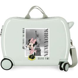 Дитяча валіза Disney Mickey and Minnie Travel The World New York Green, 50 x 39 x 20 см, жорсткий ABS, бічна комбінована застібка, 34 л, 1,8 кг, 4 колеса, ручна поклажа