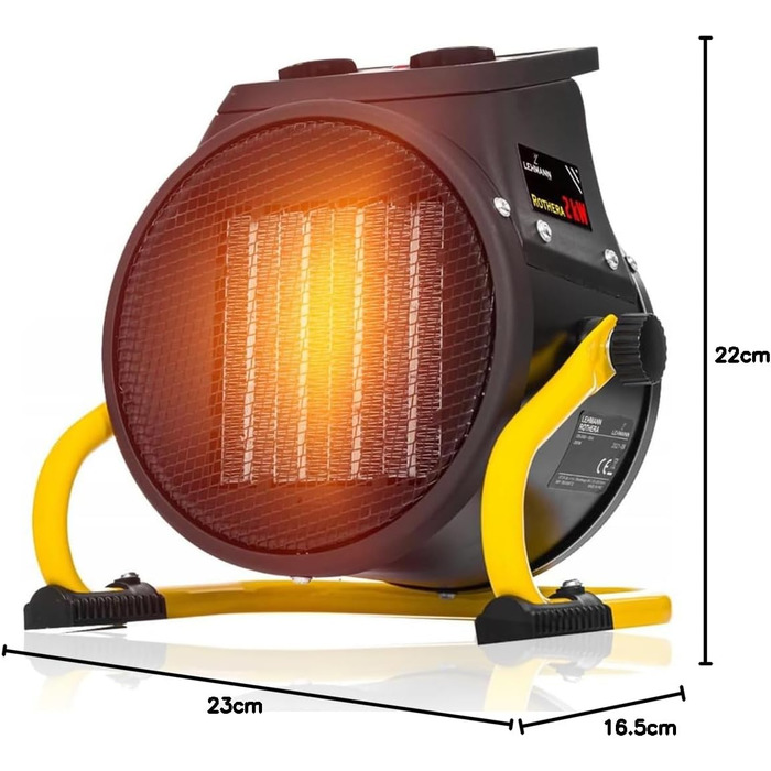 Електричний обігрівач-вентилятор Lehmann Thermoventilator | 3000 Вт | 3 режими | термостат | нахил | ручка для перенесення | для невеликих приміщень