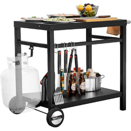 Royal Gourmet Grillwagen: Робочий стіл-гриль для барбекю на вулиці, 85x50 см, чорний