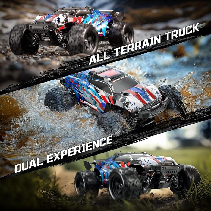 RC Автомобіль 1:18 Monstertruck 4WD, Повнопривідний позашляховик 40 км/год з металевим редуктором та 2x акумуляторами 1300mAh, Синій - для дорослих та дітей від 10 років