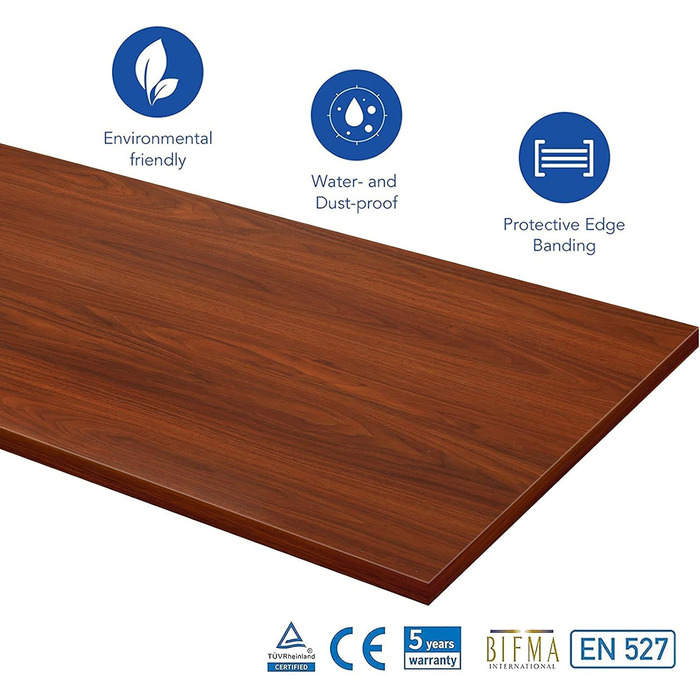 Стол робочий електричний регульований FLEXISPOT EF1 140x80 см - Магогоний, сірий каркас, пам'ять, швидка збірка