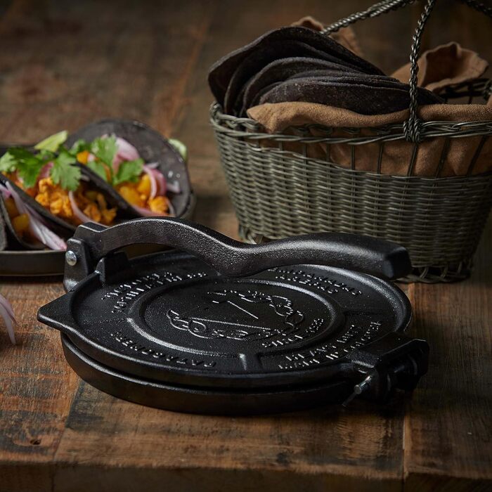 Пресс для тортилій Victoria: для мексиканських тортилій, колумбійських патаконів, роті, тако, арепас, кесадільї, емпанадас, патаконів (HD-чавун, 20 см)