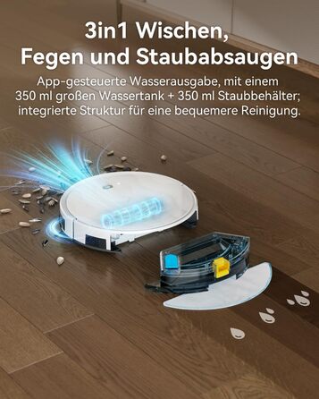 Робот-пилосос Tesvor S8 Pro з функцією миття - 8000Pa, LiDAR-навігація, 240 хв роботи, керування через додаток/Alexa, для прибирання шерсті тварин, килимів та твердих підлог (M2)