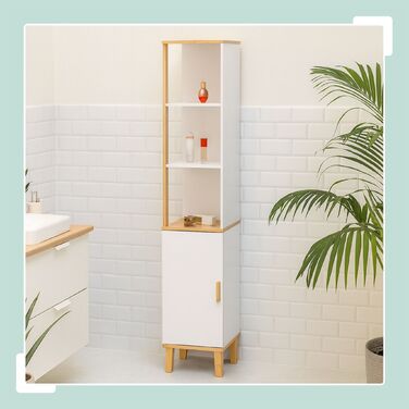 Висока шафа для ванної кімнати Relaxdays з дверцятами та 3 полицями