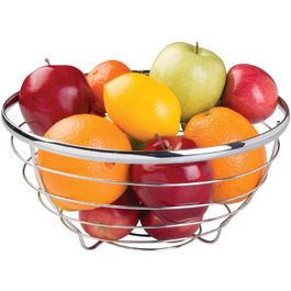 Круглий кошик для фруктів з металевого дроту, для зберігання фруктів, сріблястий, 12 x 12 x 6'
