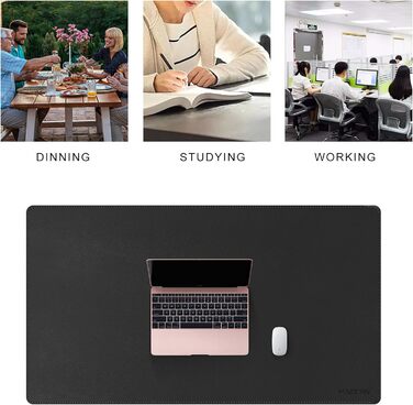 Килимок для столу MAIDERN XXL 100x60 см — двосторонній підкладник зі шкіри та корка, водонепроникний килимок для миші для офісу, дому та геймінгу, чорний