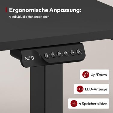 Регульований стіл Sanodesk з бездротовою зарядкою та подвійним мотором, компактний 110x54 см. Стабільний електричний столик для стоячи/сидячи (160 x 70 см, Чорний)