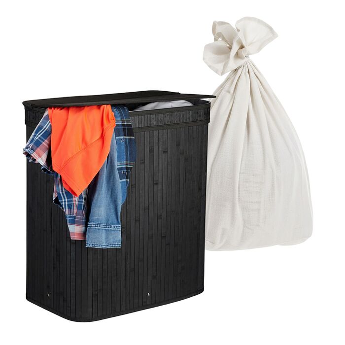 Кошик для білизни Relaxdays з бамбука з 3 відділеннями