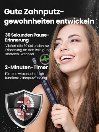 Електрична зубна щітка для дорослих B10PRO: 5 режимів, 48000 VPM, IPX8, акумулятор 180 днів, 4 насадки, таймер, у кейсі (рожева/блакитна)