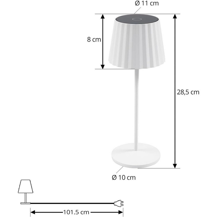 LED-лампа Lindby на акумуляторі з датчиком дотику, бездротова, портативна, для дому та саду, IP54, білий матовий