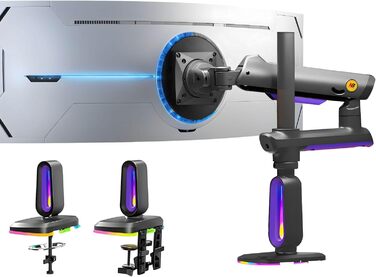 Кріплення для монітора NB Ergonomic RGB, 32-60 дюймів, плоске/вигнуте, максимальне навантаження 20 кг, VESA 75/100 мм (темно-синій)