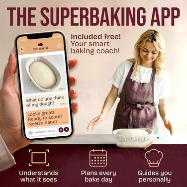 Набір для випічки закваски Superbaking: корзини Banneton (круглі 22.9 см та овальні 25.4 см), стартер та інструкція