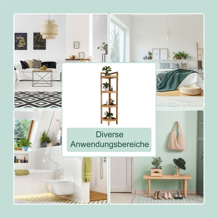 Поличкова стійка Relaxdays з бамбука для кута з полицями