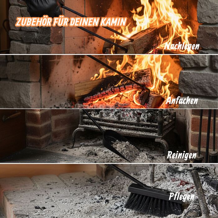 Набір для каміну Relaxdays, 5 предметів з контейнером