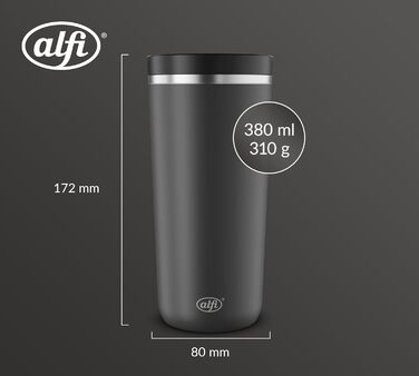 Термокружка Alfi ISO COFFEE MUG PRO, 0.38 л, нержавіюча сталь, для кави з собою, чорна