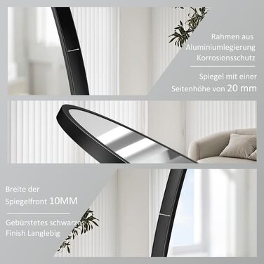 Дзеркало Spiegel для ванної кімнати 40x60 см, чорне, прямокутне, настінне, з металевим каркасом