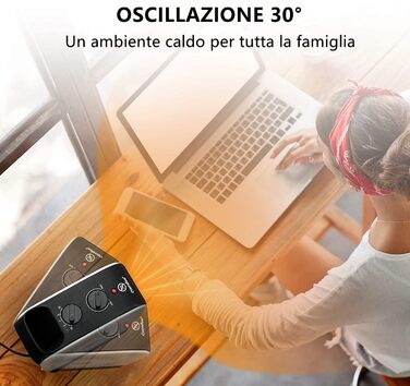 Обігрівач керамічний Midea Nty15-19Cae, 1500W, портативний, з термостатом, білий/чорний