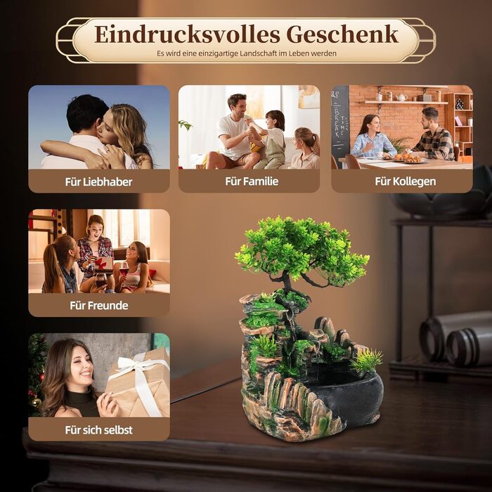 Кімнатний фонтан-водоспад з рослинами: для вітальні, спальні, офісу, кафе