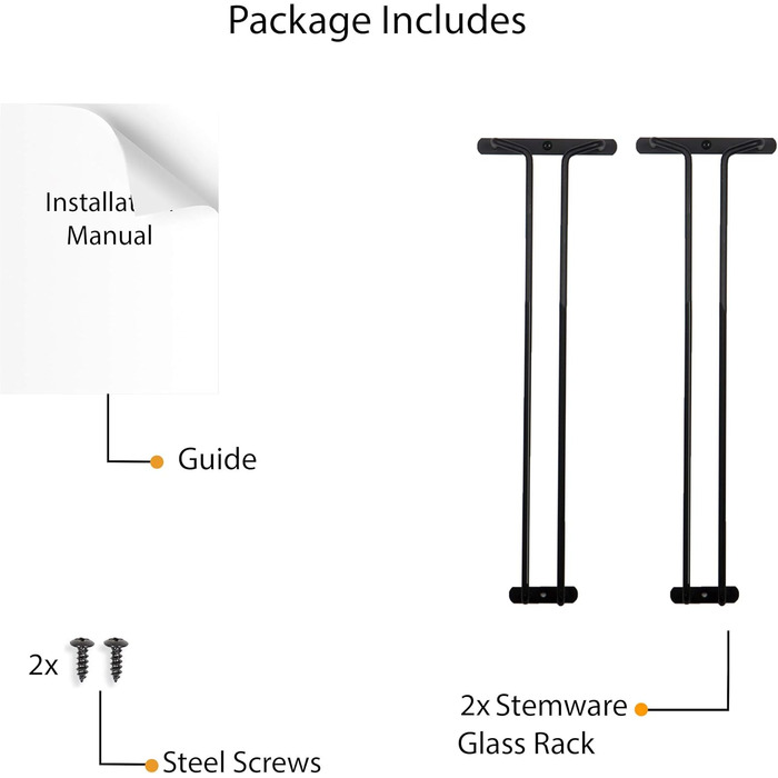 Кріплення для келихів Wallniture Brix, 43.2 см, чорний, 2 шт.