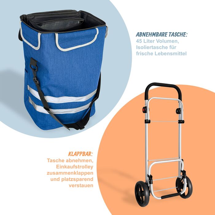 Складаний візок для покупок Relaxdays, об'єм 45 л
