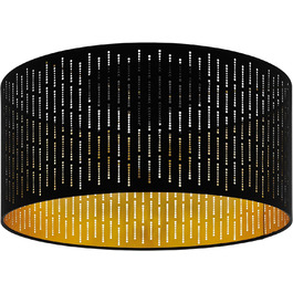 Настільна лампа EGLO Varillas, настільна лампа на 1 полум'я, приліжкова лампа зі сталі та текстилю, лампа для вітальні в чорному, золотому кольорі, лампа з вимикачем, розетка E27 (стельовий світильник)