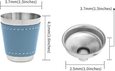 Чоловічий набір фляг на стегно - Шкіра - Нержавіюча сталь - Кружка та воронка - 9 унцій / 265 мл - Туристичний (синій)
