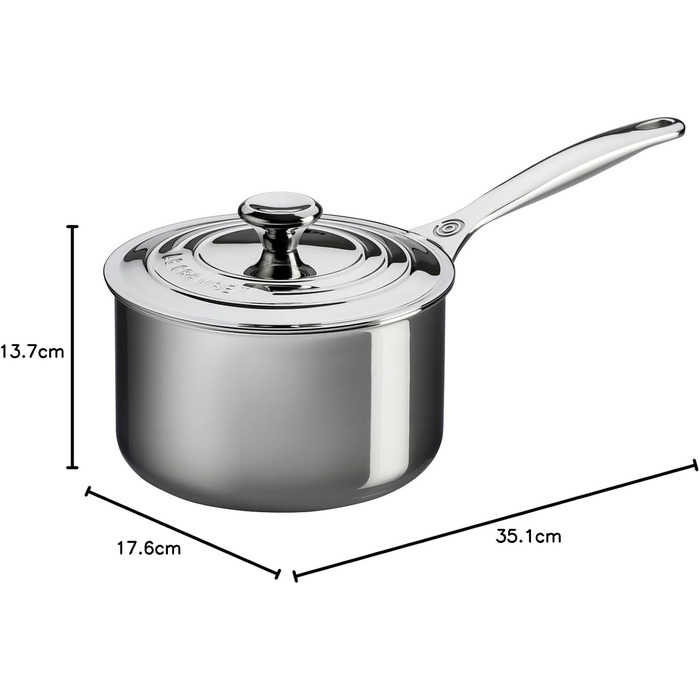 Каструля Le Creuset Signature з кришкою та ручкою, нержавіюча сталь, Ø 16 см, 1.9 л