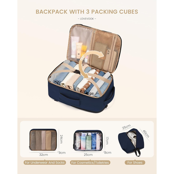 Рюкзак ручної об'єм OVEVOOK: дорожній, 40л, для ноутбука 17