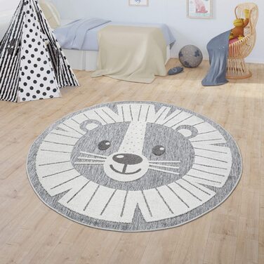 Домашній дитячий килим, круглий, ігровий килимок сучасний 3D ефект, Розмір діаметр 120 см круглий, колір бежевий
