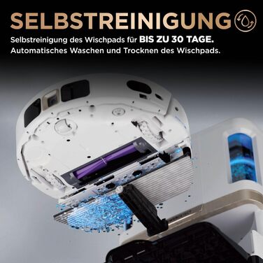 Робот-пилосос Shark PowerDetect 2-в-1 з функцією миття, NeverTouch Pro, 60 днів автономності, самостійне очищення контейнера, 3D та LiDAR навігація, уникнення перешкод NeverStuck, керування через додаток, білий, AV2810ZEEUWH, 4 щітки / Anti-Micro Pads / 2