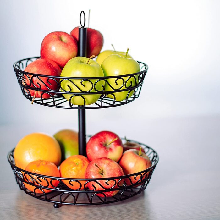 Двох'ярусний стіл для фруктів Chefarone 30 см-ваза для фруктів для більшого простору на стільниці-Двох'ярусний стіл з вазою для фруктів-декоративний стіл для фруктів