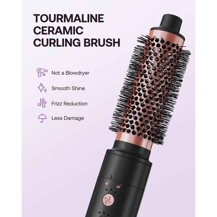 BESTOPE PRO Локкенстаб: Набір для створення локонів 5-в-1 з 3 насадками, регулюванням температури, швидким нагрівом, рукавичкою та кліпсами, рожеве золото (чорний 5-в-1)