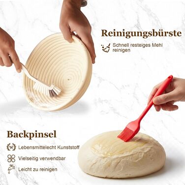 Набір для приготування закваски SHANNA: 9 предметів для випікання хліба, включаючи корзину для бродіння, скляну банку для закваски, скребок для тіста та інші аксесуари