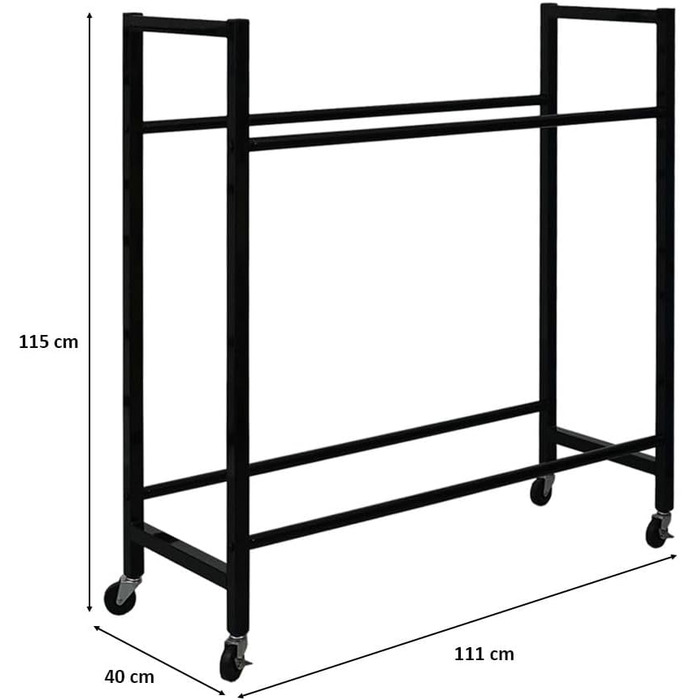Стелаж для шин PROREGAL CARRERO 104x55x40 см - 8 шин на 2 рівнях, чорний, для гаража, майстерні, складу
