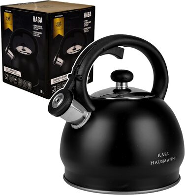 Чайник електричний індукційний 1.8L чорний з авто-свистком - Edelstahl, для плити, газової плити, електроплити, чайник-свисток, чайник-заварник