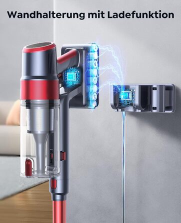 Акумуляторний пилосос SunSare бездротовий 50 кПа, 600 Вт, 65 хв з авторежимом, настінне кріплення, сенсорний екран, шланг 1м для підлоги, килимів, шерсті тварин, авто