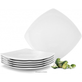 Набір з 6 тарілок для посуду 25,5x25,5 см порцеляна біла