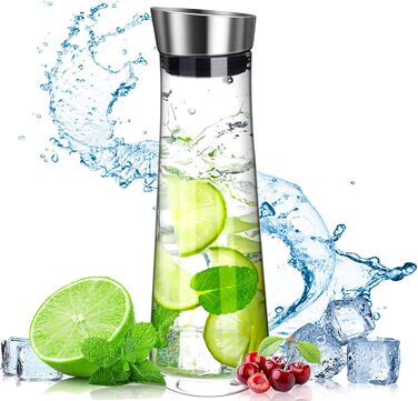 Скляна карафа для води та напоїв з кришкою та виливом, 1.5 літра