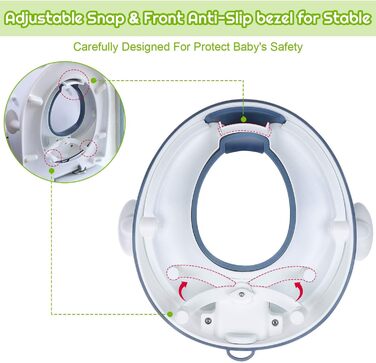 Сидіння для унітазу Angelbliss з ручками та захистом від бризок, для дітей та немовлят, блакитне. Тренажер для привчання до горщика з подвійним антиковзким покриттям