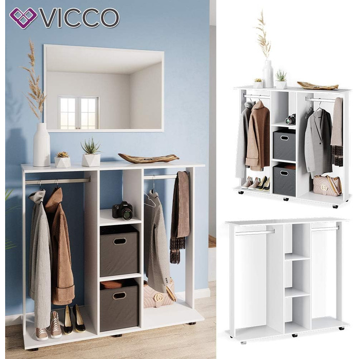 Шафа для одягу Vicco Robbie, біла, 130 x 120 см